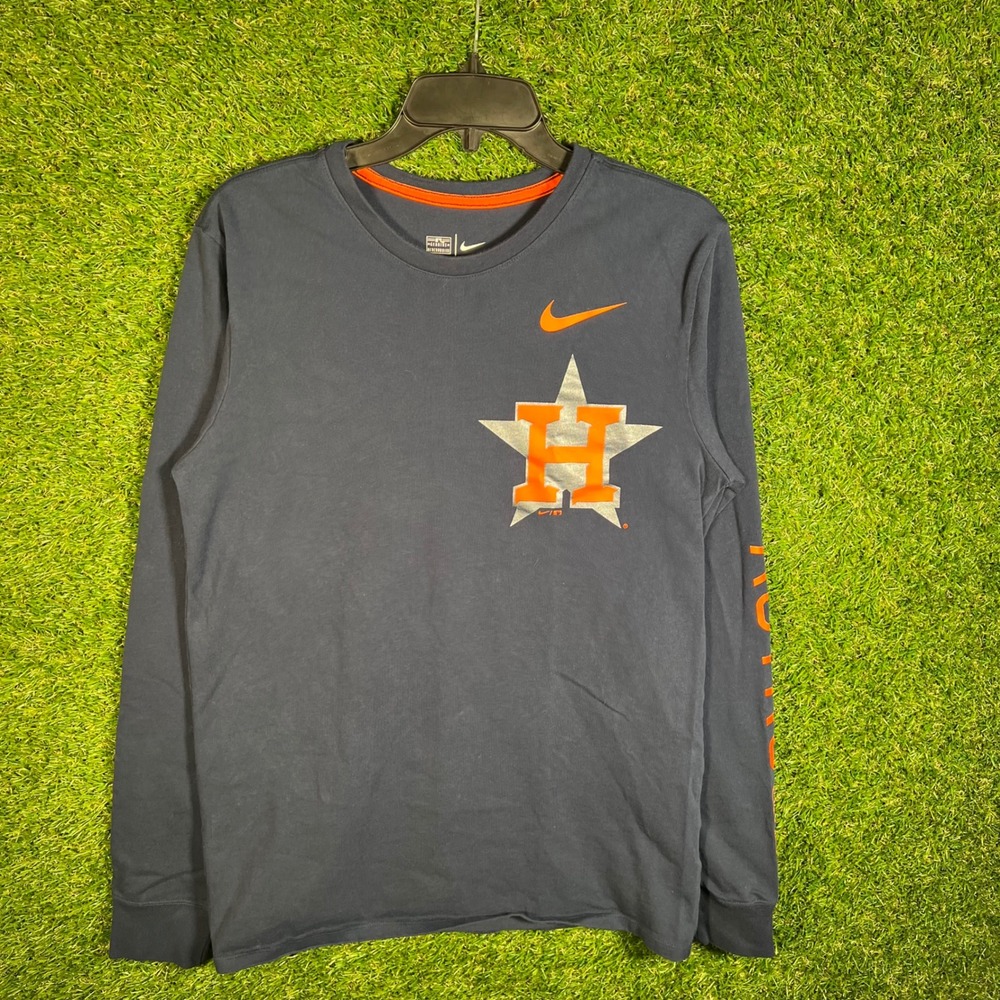 Nike Houston Astros MLB Mens‎ Medium Navy Blue Long Sleeve Graphic T-Shirt